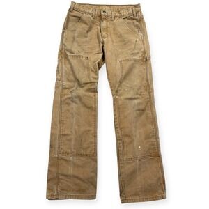 Dickies Carpenter Pants Men's 32x32 Brown Double Knee Canvas Relaxed Straight